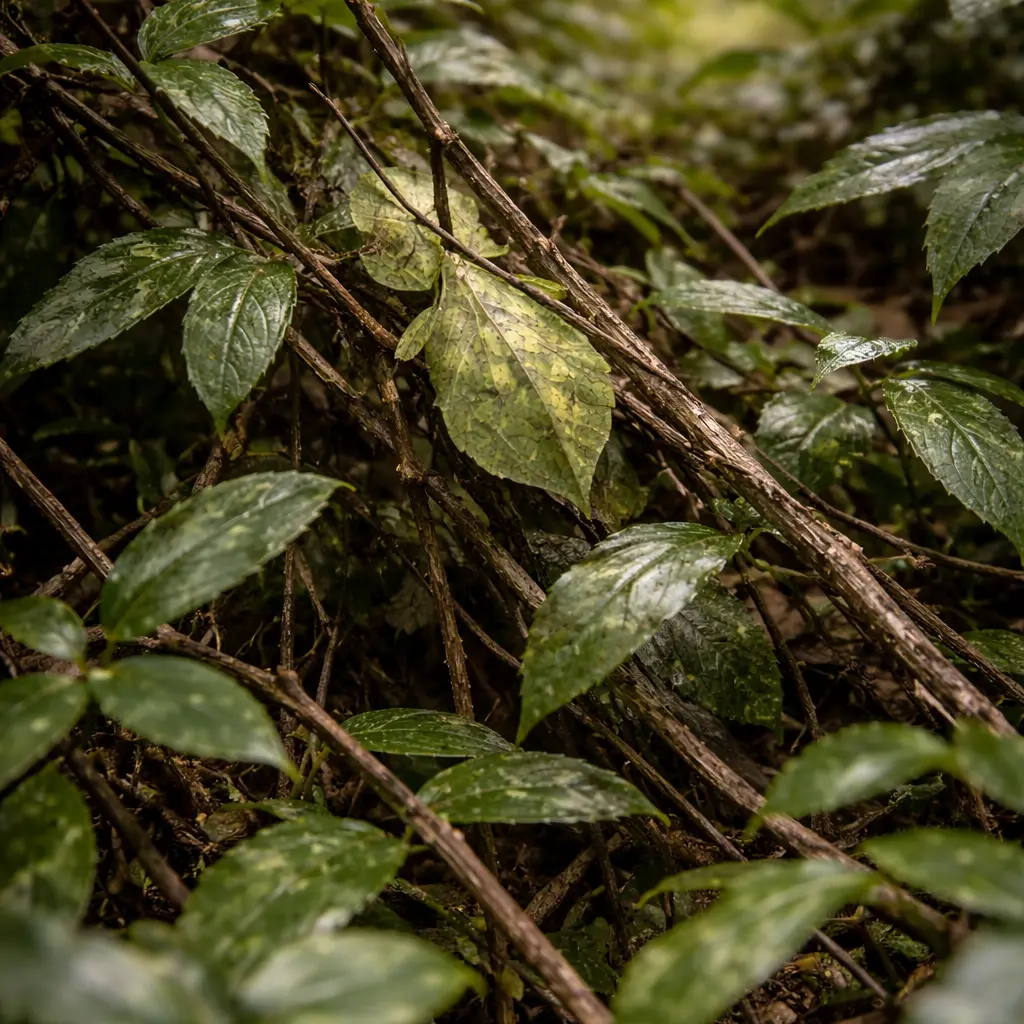 A leaf insect in rainforest greenery